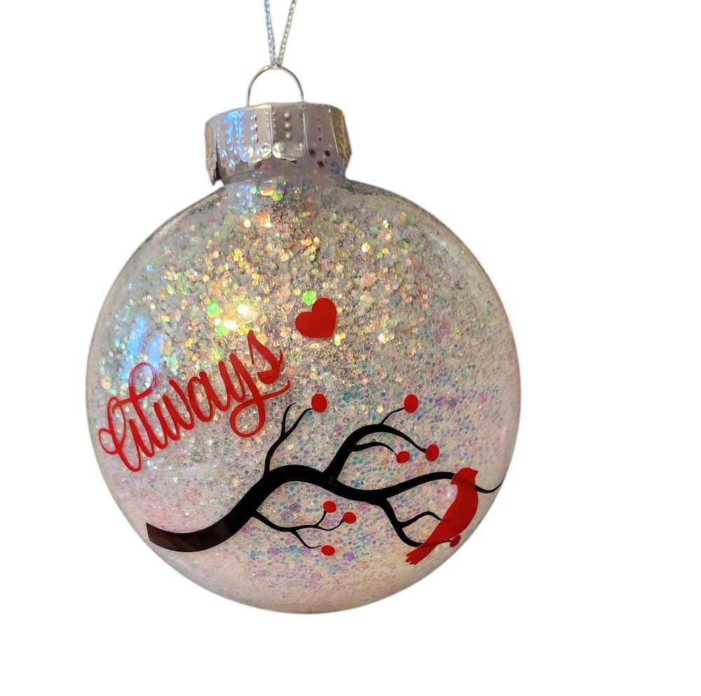 Handcrafted Cardnial Glittery Holiday Ornament